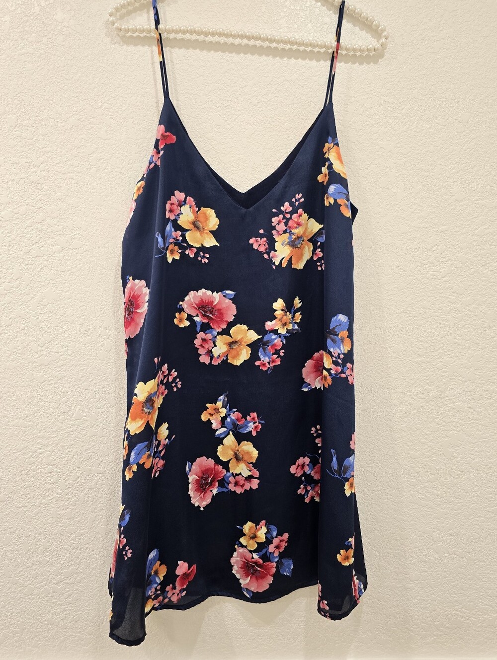 Lulus Mini Slip Floral Dress Navy Blue M